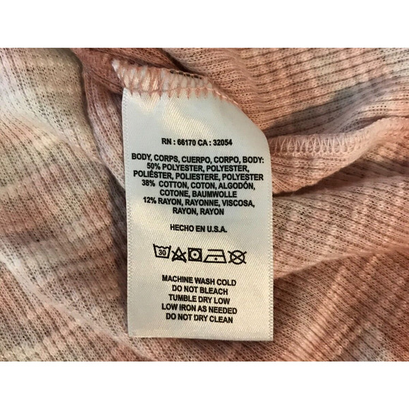 Anthropologie t.la Jill Babydoll Ribbed Tie-Dye Pink/White Top - Size Extra SM - Picture 8 of 9